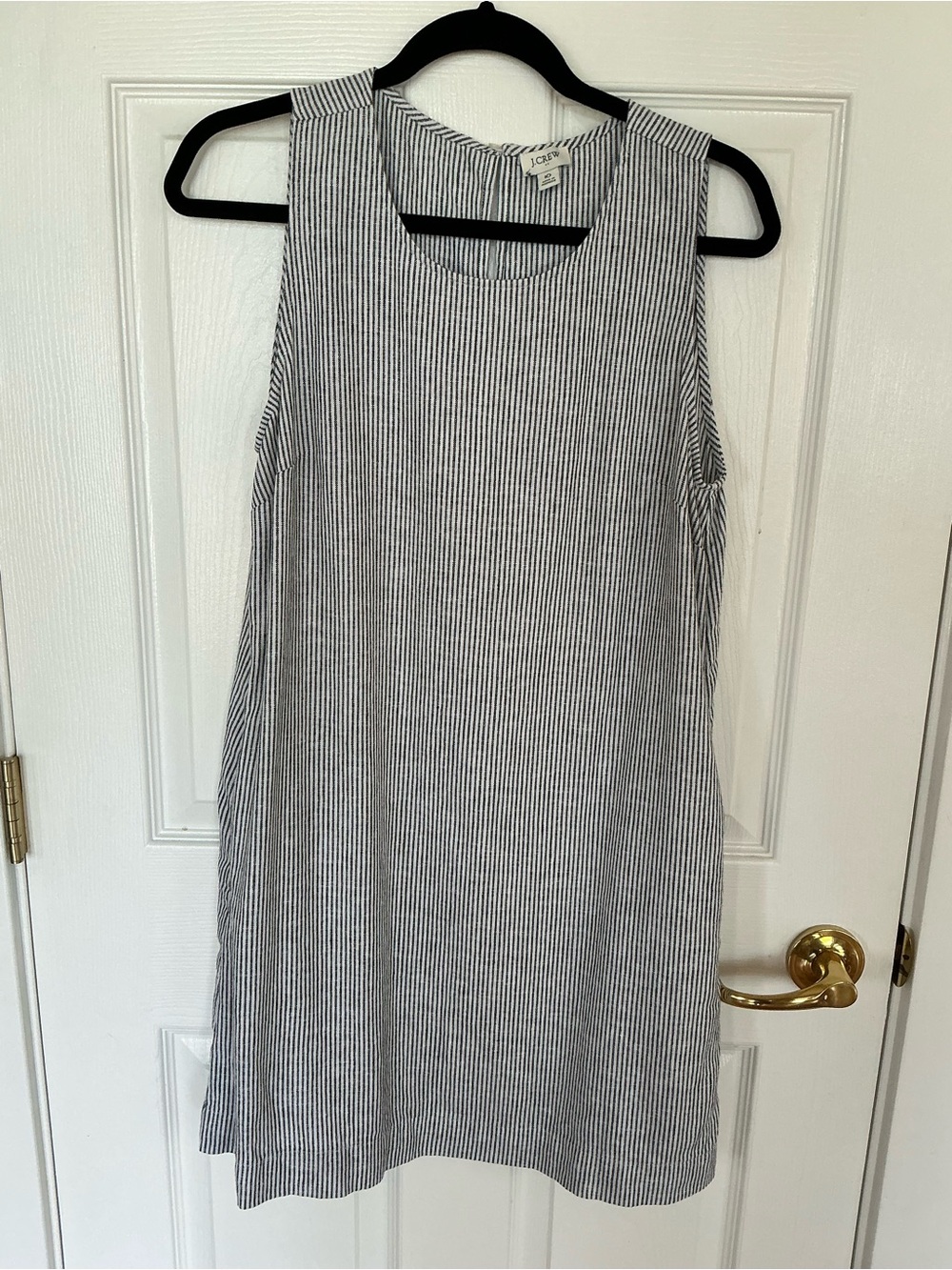 LOFT Black and White Striped Sleeveless Shift Dress